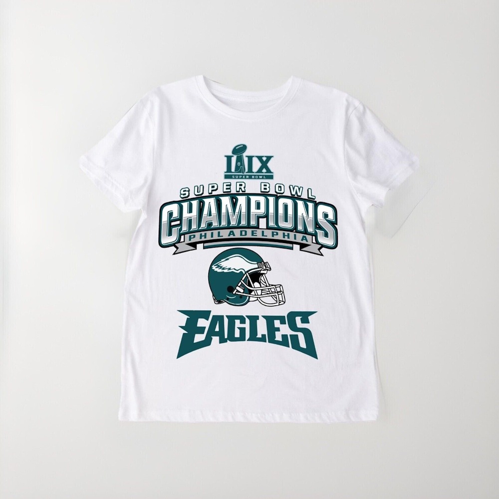 Philadelphia Football Team T-Shirt Super Bowl Champs 2025 White Unisex Large
